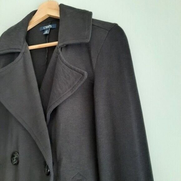 CHAPS | Classic Light Stretchy Peacoat Jacket Coat Navy Blue Embellished Sz M - Picture 6 of 12